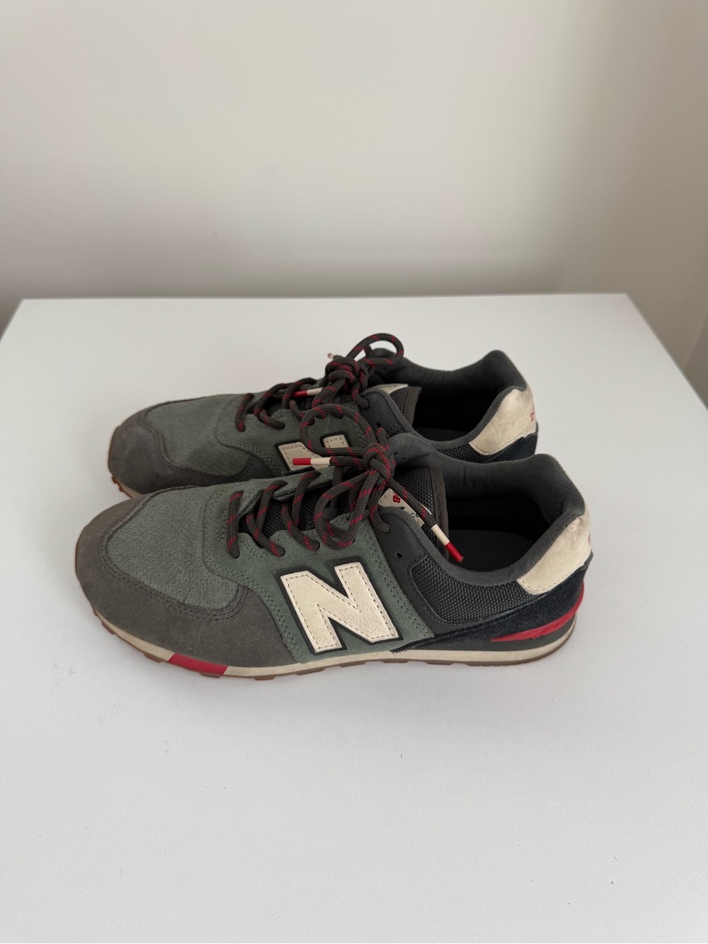 New Balance Men's 574 Green Red Sneakers
